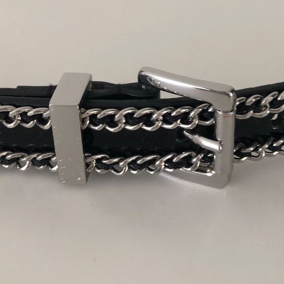 QC Chain Lined Black Patent Belt Women’s Sz 37.5” - Picture 3 of 4